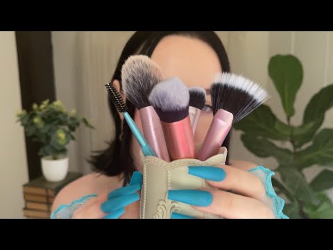 asmr doing your makeup (layered sounds, personal attention, fast + slower triggers)