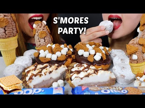 ASMR S'MORES PARTY! (Ice Cream Cones, Donuts, Pie, Oreos)리얼사운드 먹방 | Kim&Liz ASMR