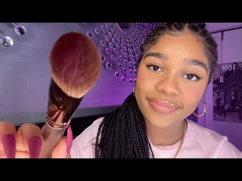ASMR- Positive Affirmations + Face Brushing💓 (INAUDIBLE WHISPERING, MOUTH SOUNDS, REPEATING ILY)😴✨