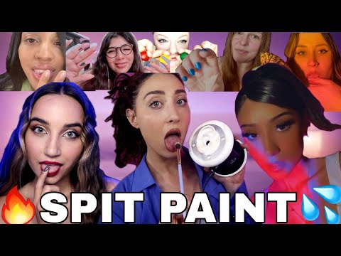 ASMR THE BEST SPIT PAINT AND MOUTH SOUNDS COMBO | BIGGEST SPIT PAINT COLLAB 😍