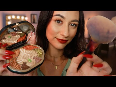 ASMR Doing Your Makeup Roleplay 💚 pampering, layered sounds, whispering for sleep