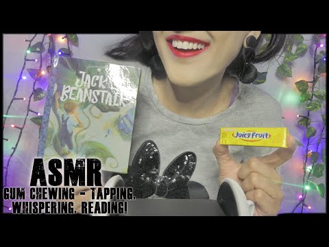 ASMR Gum Chewing - Reading,Whispering, Tapping📖🍬📙Juicy Fruit Gum Chewing Sounds!