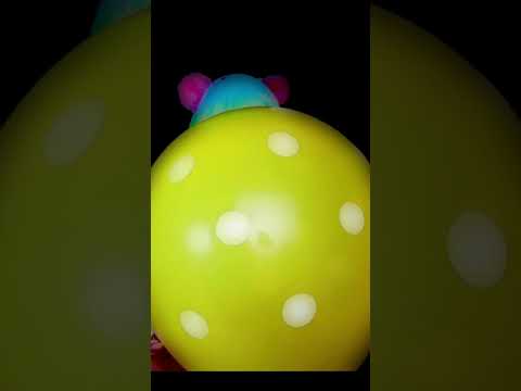 ASMR: Blowing Up/Inflating/Tapping/Popping Yellow Polka Dot Balloon  #shorts