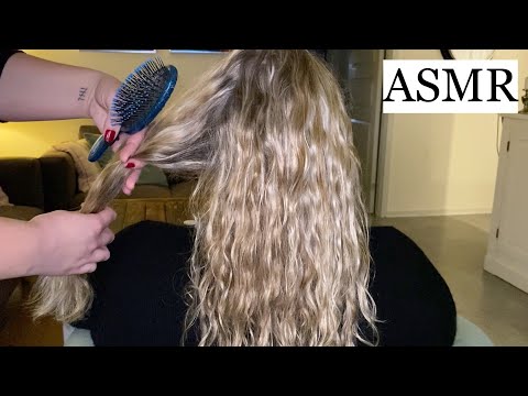 ASMR | Relaxing hair play & brushing with soft whispering 🤎