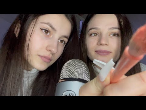 Asmr makeup application in one minute with two best friends @Olya Asmr