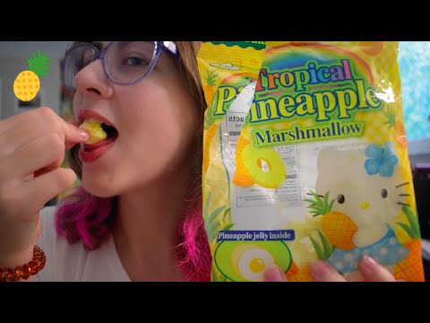 ASMR | 🍍 Pineapple Triggers 🍍 | Pineapple Marshmallow Eating | Tapping, Scratching, Crinkling