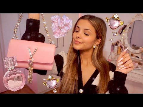 ASMR 👛 What's In My Pink Bag? ₊‧°𐐪♡𐑂°‧₊ Cozy Long Nails Tapping & Whispering 👛 HOLLY CERISE