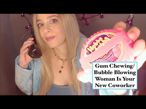 [ASMR] Gum Chewing| Bubble Blowing Psycho Woman| Meet Your New Coworker