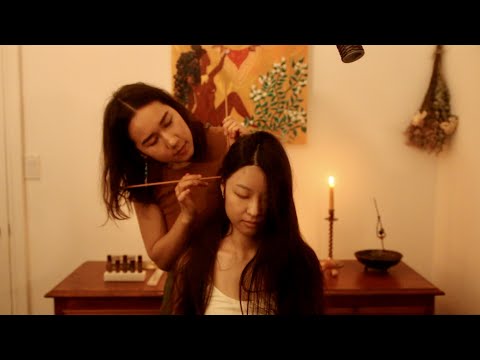 [ASMR] Real Person Scalp Check, Shoulder & Neck Massage + Hair Braiding