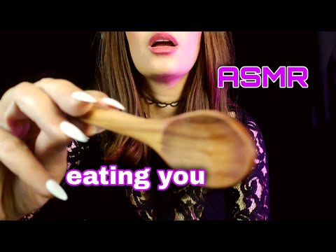 asmr eating you with wooden spoon (mouth sounds ,touching) 😋 💗
