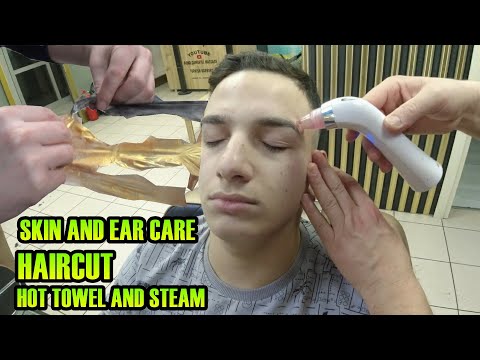 BARBER HAIRCUT AND SKIN CARE 💈 NECK CRACK 💈 HOT TOWEL AND STEAM 💈EAR CLEANING💈asmr face,head massage