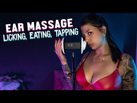 ASMR I Ear Massage with Eating , Licking and Tapping