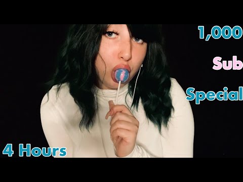 |ASMR| 4 Hours of mouth sounds(Lollipop Licking/Poprocks/Tongue fluttering) 1K Sub Special💤❗️
