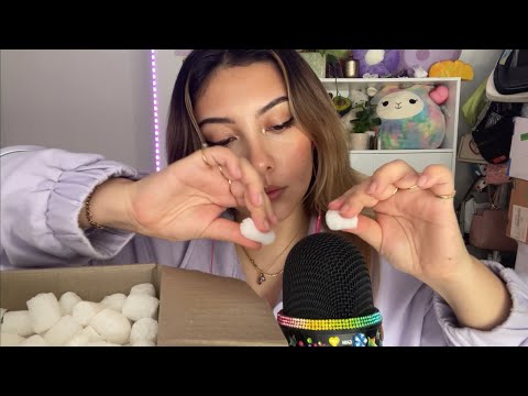 ASMR with packing peanuts 🤍 ~the forbidden cheetos lol~ | Minimal Whispering