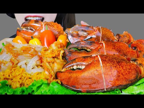 ASMR MIXED JELLYFISH X  SAMYANG FIRE NOODLES WITH LOBSTER CLAWS EATING SOUNDS | LINH-ASMR