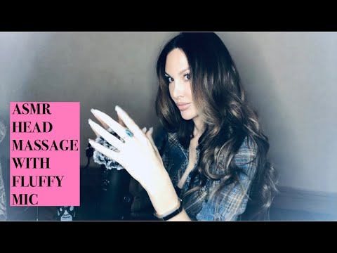 ASMR HEAD MASSAGE with fluffy mic cover & long nails