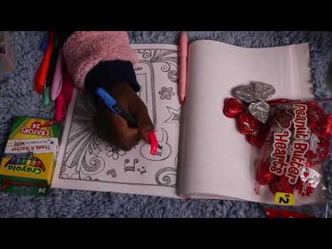 Peanut Butter Chocolate Hearts ASMR Coloring/Eating Sounds
