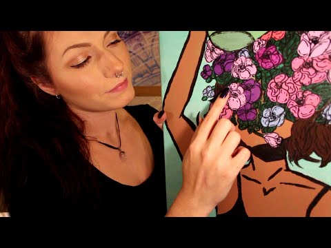 ASMR Tracing My Glittery Painting & More [soft spoken]