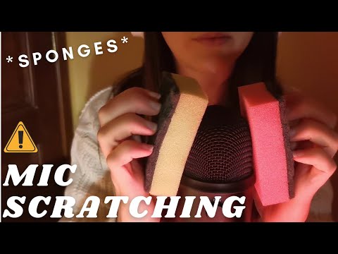 ASMR - ROUGH MIC SCRATCHING, RUBBING WITH SPONGES (Squeezing, Scratching sponges)