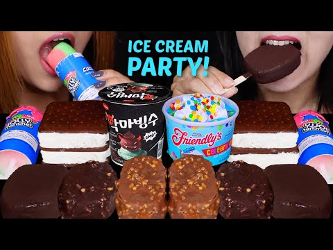 ASMR ICE CREAM PARTY! BIRTHDAY CAKE CUP, CHOCOLATE MOUSSE CUP, DOVE ICE CREAM, PUSH POP ICE CREAM 먹방