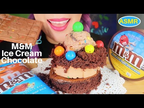 ASMR 엠엔엠 아이스크림+초코케익 리얼사운드 먹방 |M&M ICE CFREAM+CHOCOLATE CAKE EATING SOUND| CURIE.ASMR