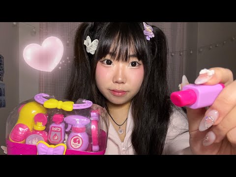 Big sis does your Birthday makeup with kids toy set ASMR