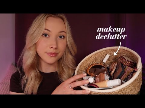 ASMR Makeup Organizing | Decluttering, Cleaning, Tapping, Rummaging (Soft Spoken)