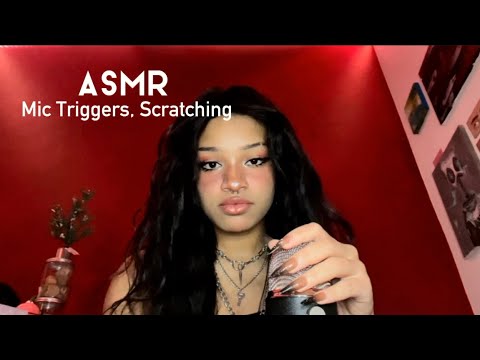 ASMR Mic Triggers, scratching, fluffy mic, foam cover, mic pumping, tapping, nail sounds, rambling
