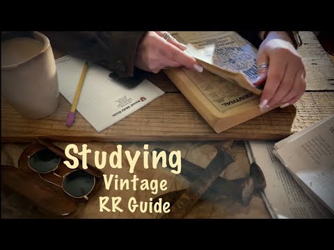 ASMR Studying/Vintage Railroad Guide Book (No talking) Leather squeezing/Pencil writing