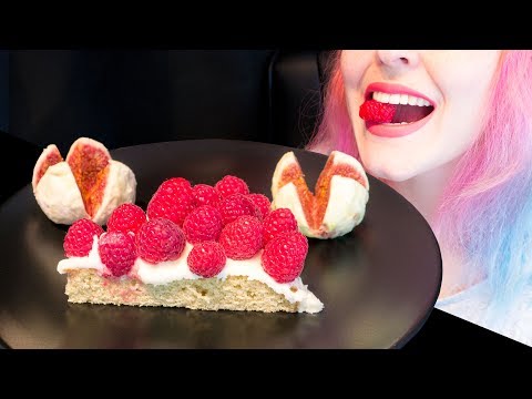 ASMR: Fluffy Vanilla Raspberry Cake w/ Frosting | Recipe ~ Relaxing Eating [No Talking|V] 😻