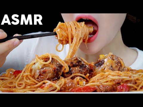 ASMR Filipino Meatball Spaghetti Eating Sounds | 필리핀 미트볼 스파게티 먹방 | MINEE EATS