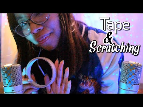 ASMR: Mic Scratching & Tingly Tape Sounds 🎙️ (Crinkling, Peeling & Whispers) [Binaural]