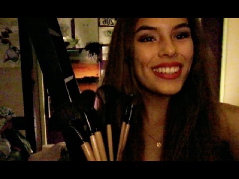 ASMR: Face Brushing {lens brushing, tapping on brushes, brushing camera, whispering}