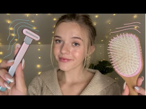 ASMR Pampering You Before Bed 🧺🧸 (+fireplace crackling & overlay sounds)