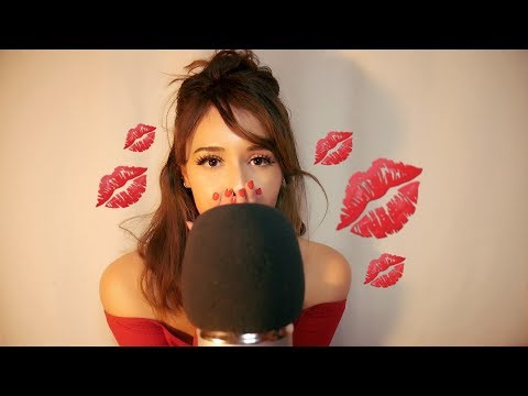 ASMR KISSES for 2018 💋 (mic scratching, whispers, hand movements, fabric sounds)