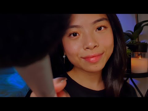 ASMR Brushing Your Entire Face 🌨️ Fluffy Face Brushing (Layered Sounds, Whispered to No Talking)