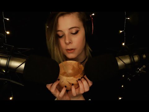 ASMR | gentle wood tapping, ear blowing & trigger words in the rain 🌧️💤