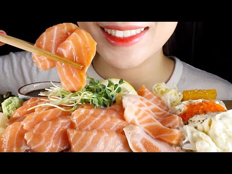 ASMR Fresh Salmon Sashimi Eating Sounds Mukbang