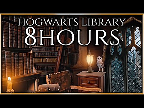 Hogwarts Library Study Session [8 hours] Rainy Window◈ Relaxing Sounds/Page flipping, Rain & Thunder