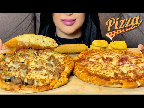 MUKBANG | PEPPERONI PIZZA AND SUPER SUPREME PIZZA |ASMR