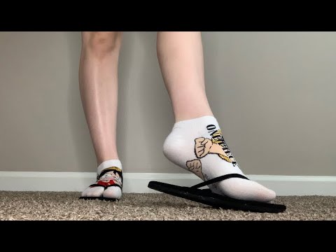 ASMR Trying On 3 Different Socks With Black Flip Flops | Custom Video