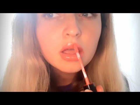 Asmr lip gloss application,  thick layer of lip gloss,  kissing with lip gloss,  extremely mouth