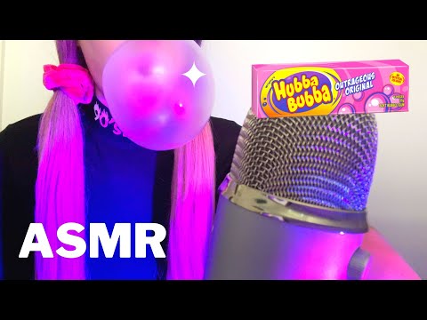 ASMR Bubble Gum Chewing & Popping/Blowing Bubbles with Hubba Bubba Gum (no talking)