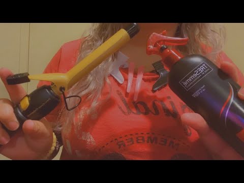 ASMR| RP: 🎧 curling your hair 👩🏼‍🦱- Hair clipping, & brushing sounds| whispering