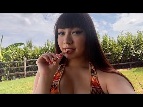 ASMR Doing My Makeup Outside | Whispered Voice-Over w/ Nature Sounds & Tapping