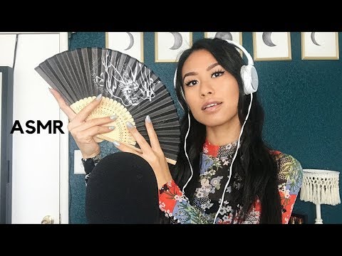 ASMR Tingly Paper Fan Sounds - No Talking (tapping, scratching, brushing)