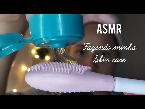 ASMR - fazendo minha skin care caseira com produtos novos ❤️✨ + Penteando o meu cabelo 💁🏻‍♀️