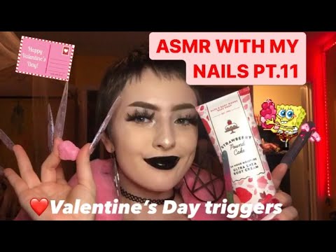 ASMR WITH MY NAILS PT.11 💗💋 (valentines day triggers, tapping, talking, kisses)💝💅