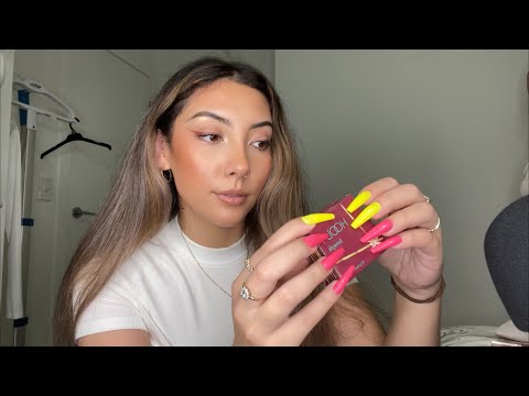 ASMR fast tapping on makeup with extra long nails 💗 | Whispered