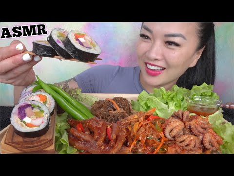 ASMR FULL FACE *KOREAN FOOD FEAST (EATING SOUNDS) LIGHT WHISPERS | SAS-ASMR